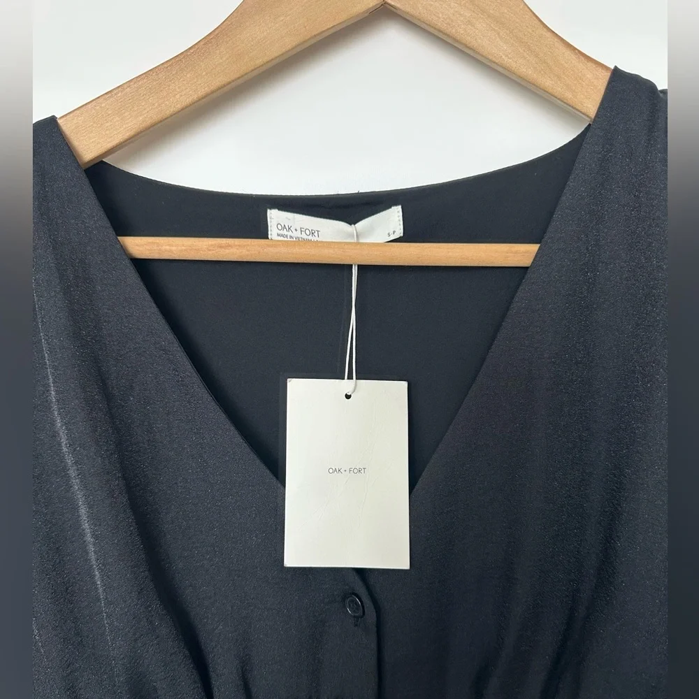 NWT Oak + Fort Black Button‑Front Dress - Picture 2 of 6